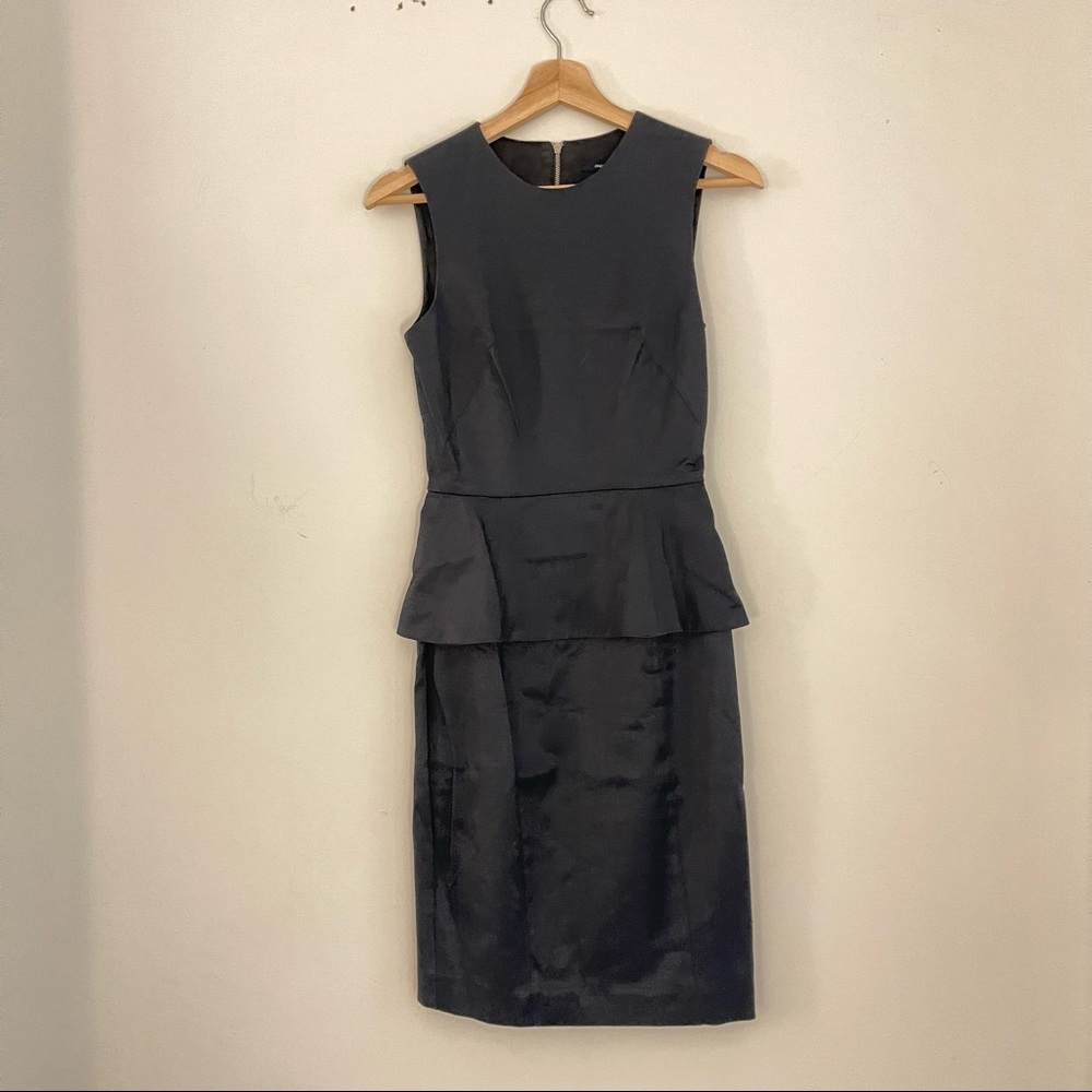French Connection Silky Black Peplum Dress